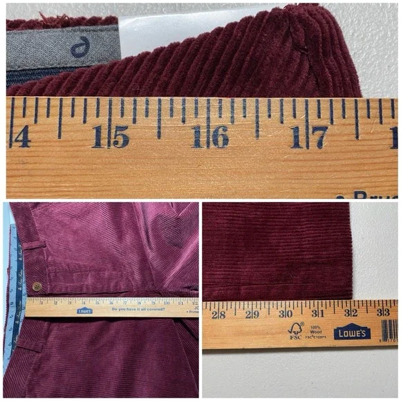 NEW Brooks Brothers Corduroy Pants 34x32 Mens Clark Chino Wine Burgundy